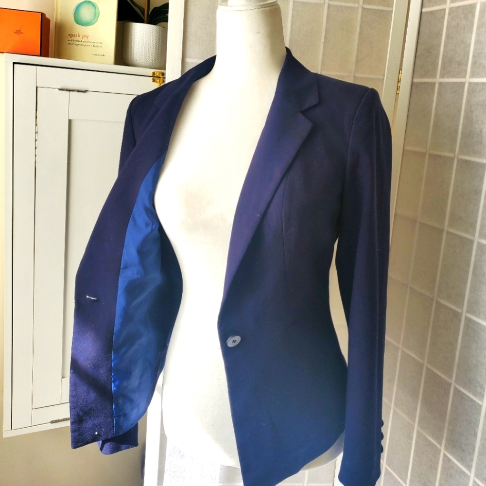 H&M Navy Blazer w. Beautiful Cobalt Lining